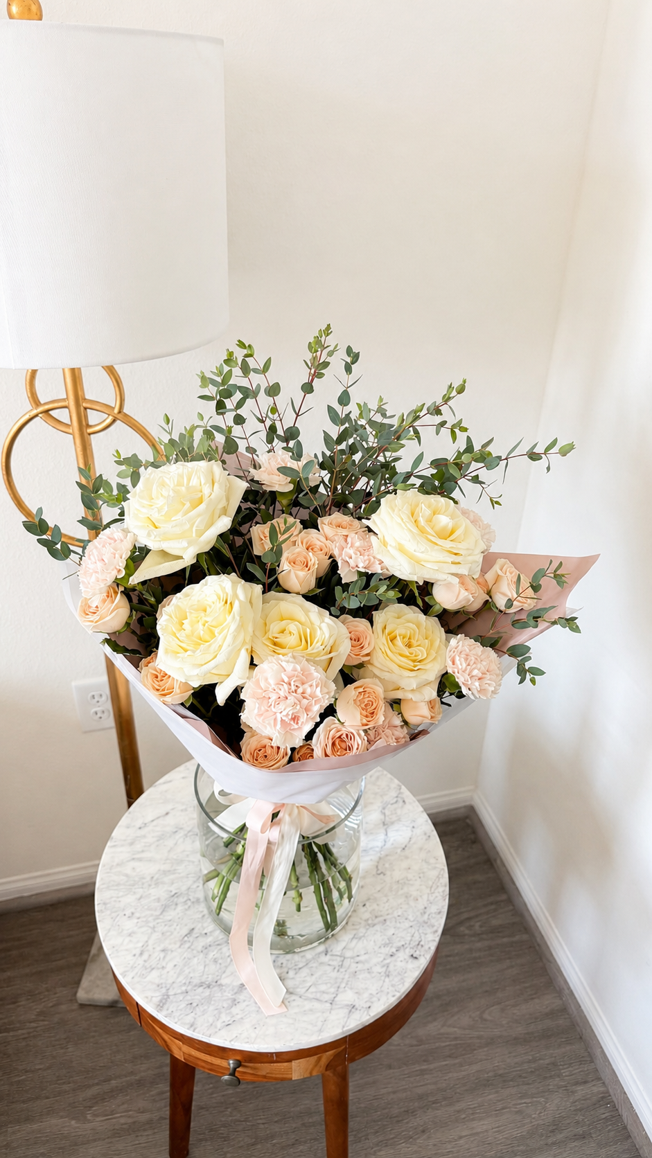 Ivory Romance — Luxury Ivory Rose & Spray Rose Bouquet by ELLY FLORÉ