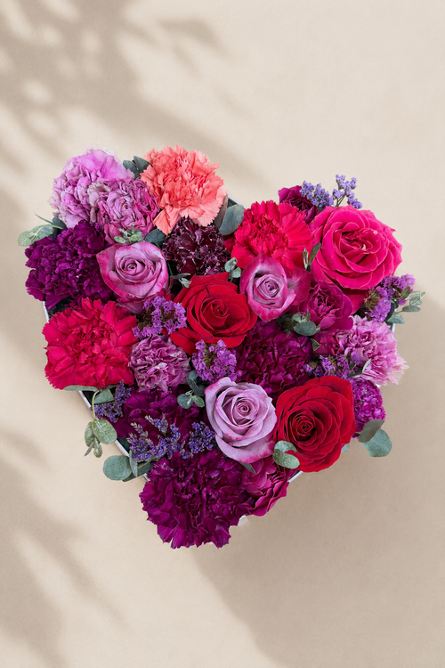 Berry Romance Heart — Luxury Heart Flower Box by ELLY FLORÉ