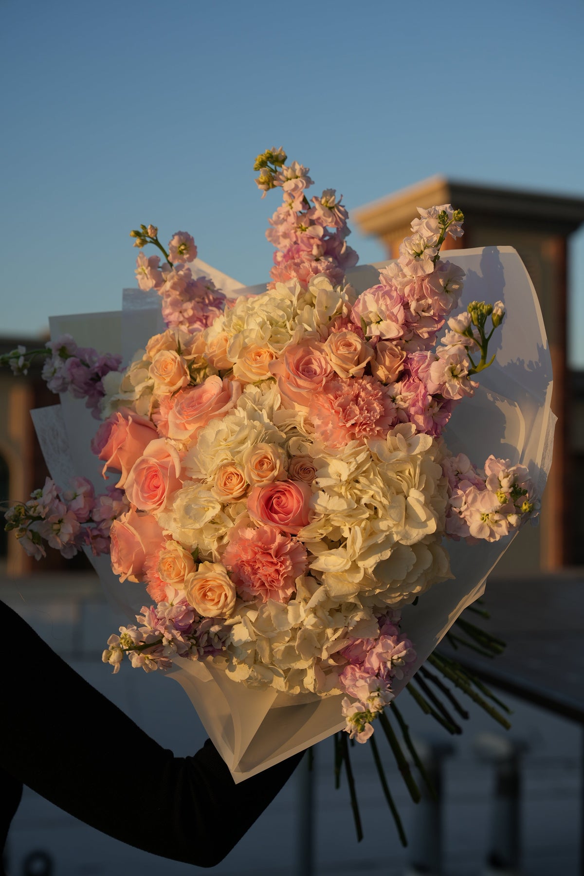 Blush Garden Hydrangea & Garden Rose Bouquet