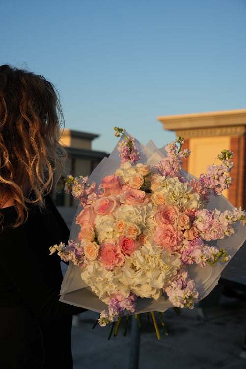 Blush Garden Hydrangea & Garden Rose Bouquet