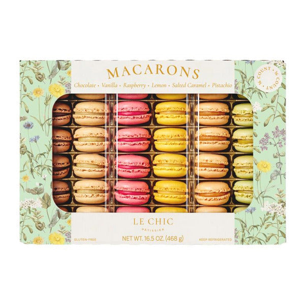 Le Chic French Macarons assortment box — 36 pieces, 6 flavors